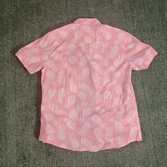 PD&C Button Up Short Sleeve Pink Pineapple Shirt Size Small - Picture 2 of 3